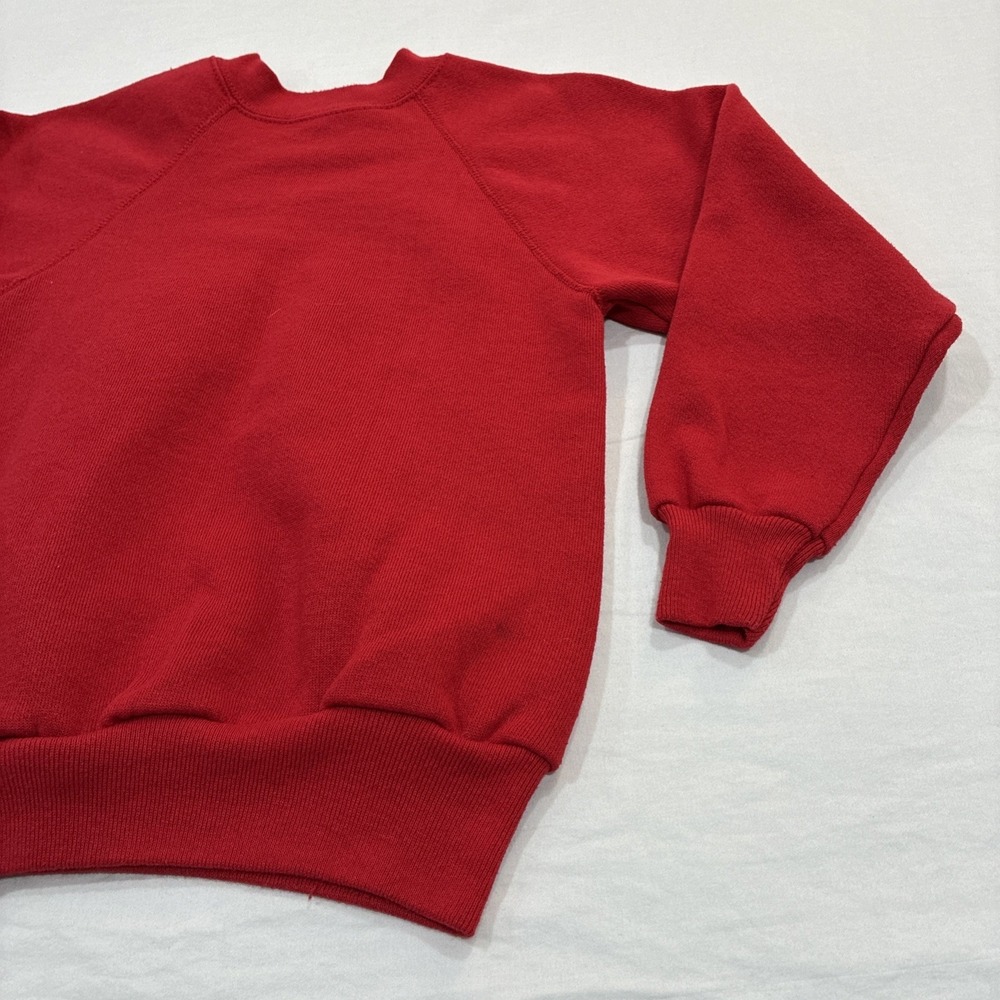 Vintage Tultex Sweater Youth‎ Small Red Made in USA Raglan Sweatshirt Blank 90s - Picture 3 of 11